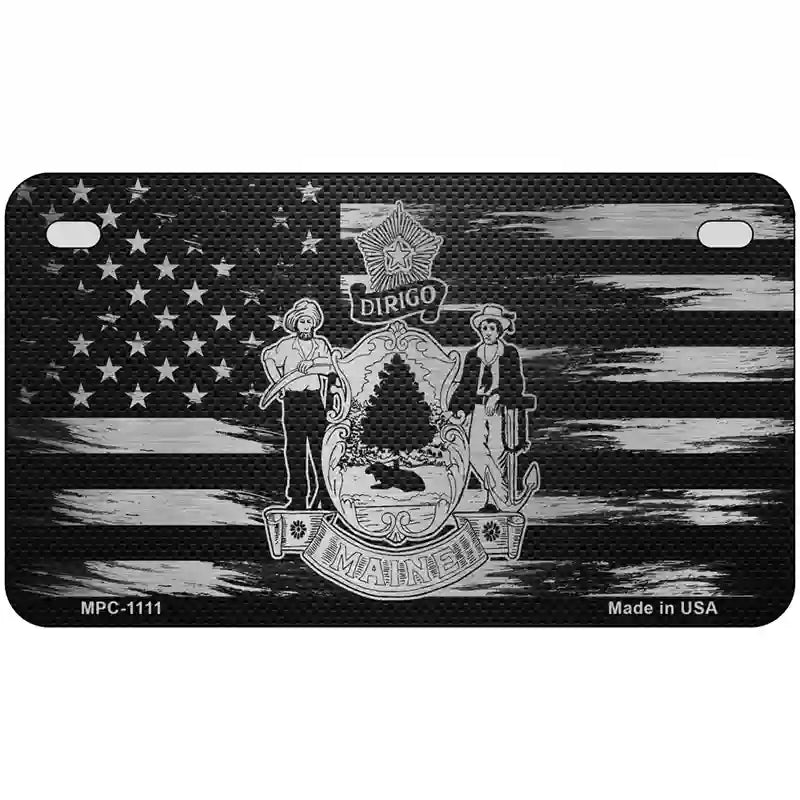 Maine Carbon Fiber Novelty Metal License Plate 7" x 4" (MP)