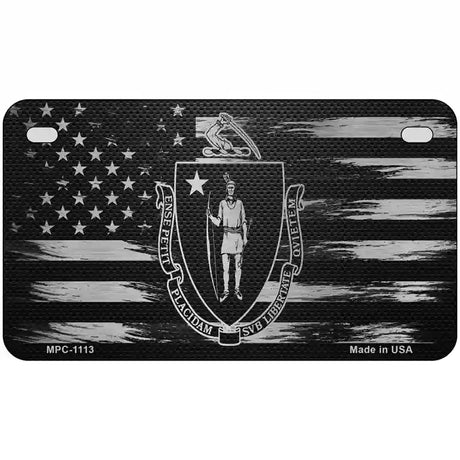 Massachusetts Carbon Fiber Novelty Metal License Plate 7" x 4" (MP)