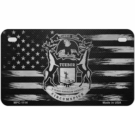 Michigan Carbon Fiber Novelty Metal License Plate 7" x 4" (MP)