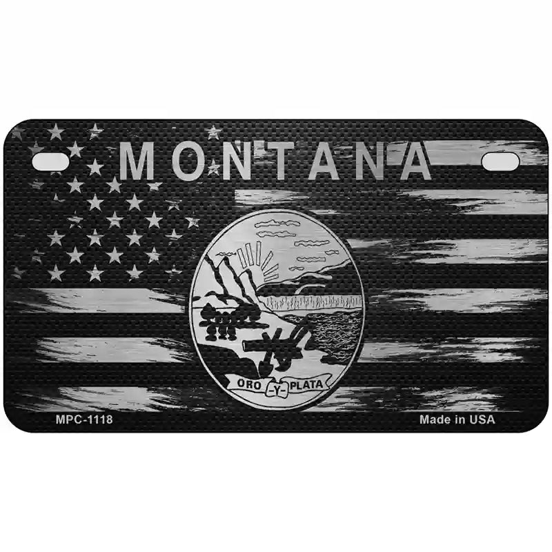 Montana Carbon Fiber Novelty Metal License Plate 7" x 4" (MP)