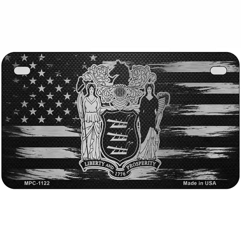 New Jersey Carbon Fiber Novelty Metal License Plate 7" x 4" (MP)