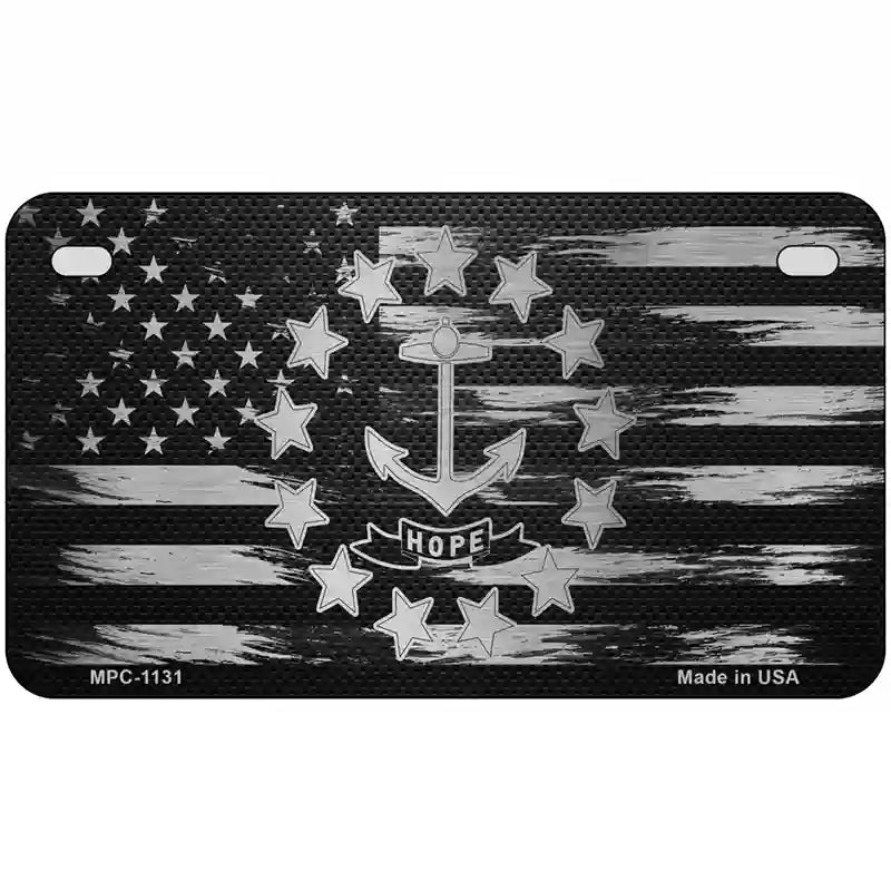 Rhode Island Carbon Fiber Novelty Metal License Plate 7" x 4" (MP)