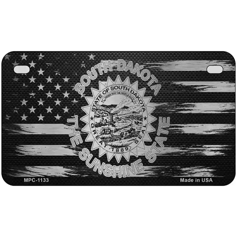 South Dakota Carbon Fiber Novelty Metal License Plate 7" x 4" (MP)