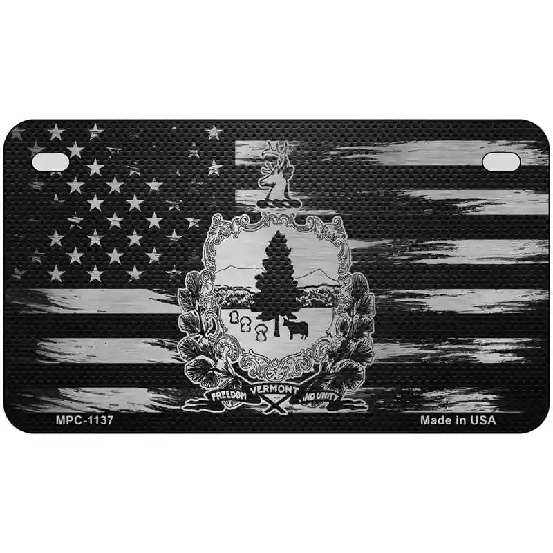 Vermont Carbon Fiber Novelty Metal License Plate 7" x 4" (MP)