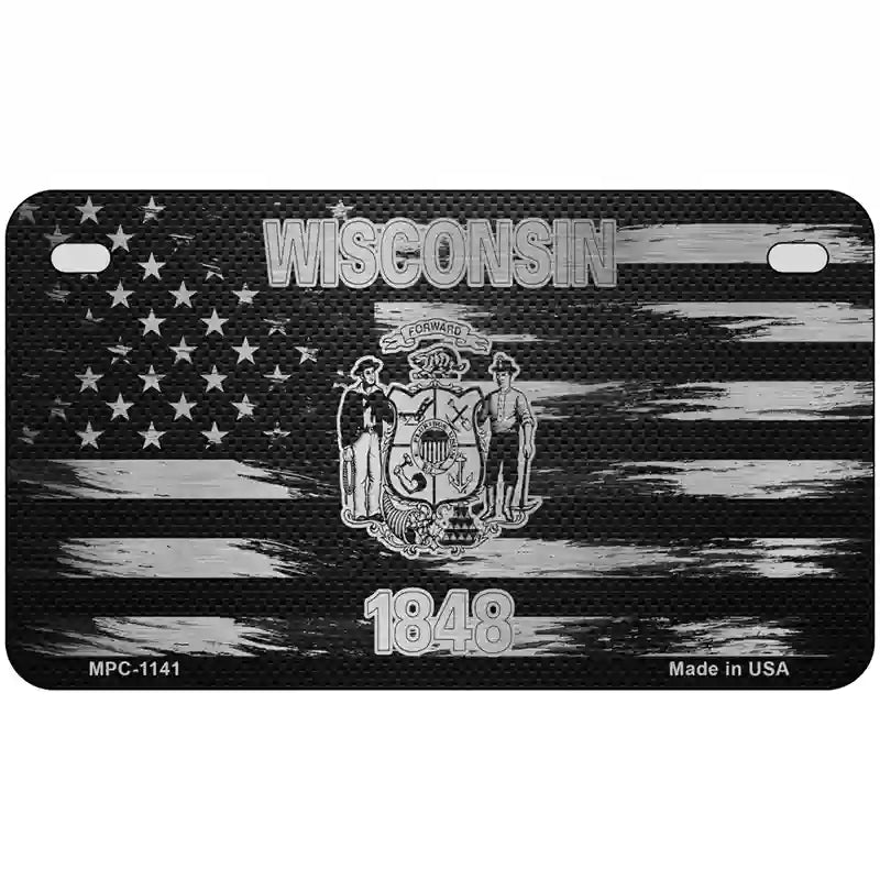 Wisconsin Carbon Fiber Novelty Metal License Plate 7" x 4" (MP)