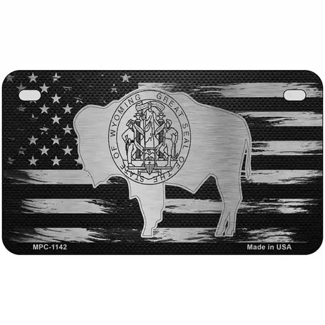 Wyoming Carbon Fiber Novelty Metal License Plate 7" x 4" (MP)