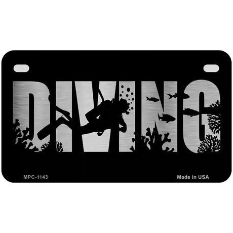 Diving Brushed Chrome Novelty Metal License Plate 7" x 4" (MP)