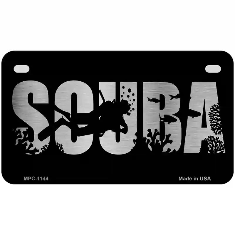 Scuba Brushed Chrome Novelty Metal License Plate 7" x 4" (MP)