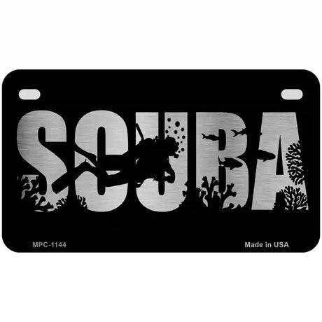 Scuba Brushed Chrome Novelty Metal License Plate 7" x 4" (MP)