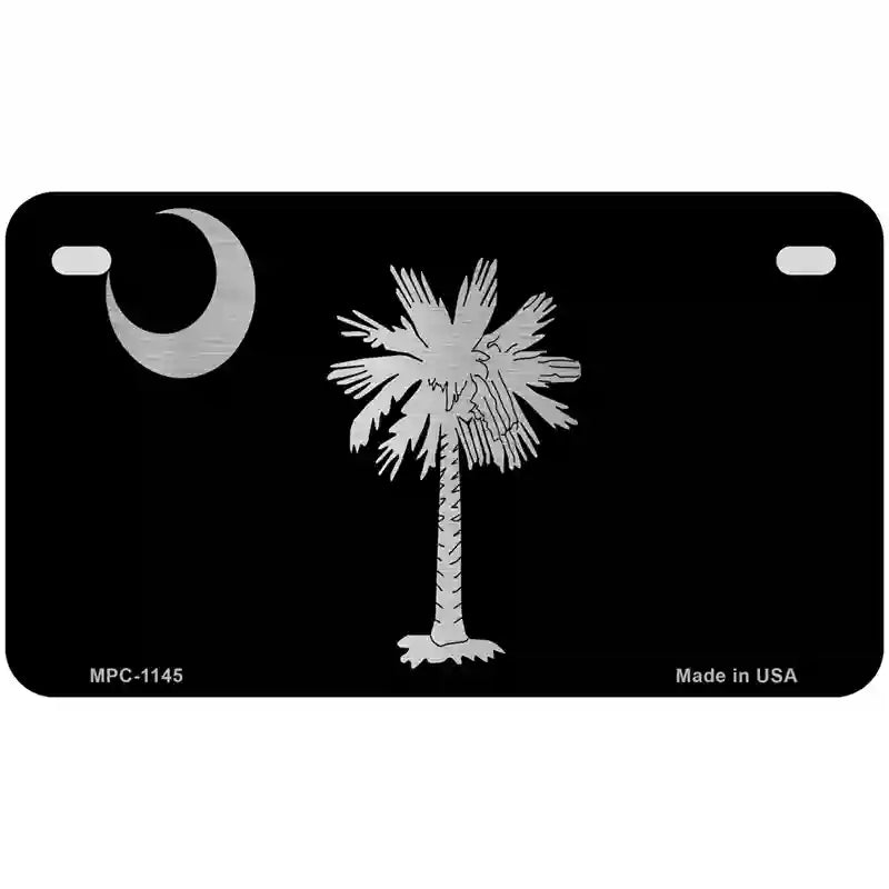 Palmetto Flag Brushed Chrome Novelty Metal License Plate 7" x 4" (MP)