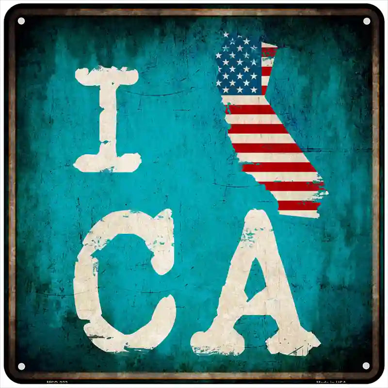 I Love California Novelty Metal Square Sign 6" (MSQ)