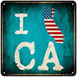 I Love California Novelty Metal Square Sign 6" (MSQ)