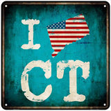 I Love Connecticut Novelty Metal Square Sign 6" (MSQ)