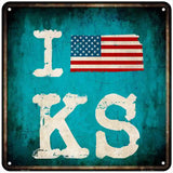 I Love Kansas Novelty Metal Square Sign 6" (MSQ)