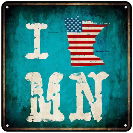 I Love Minnesota Novelty Metal Square Sign 6" (MSQ)