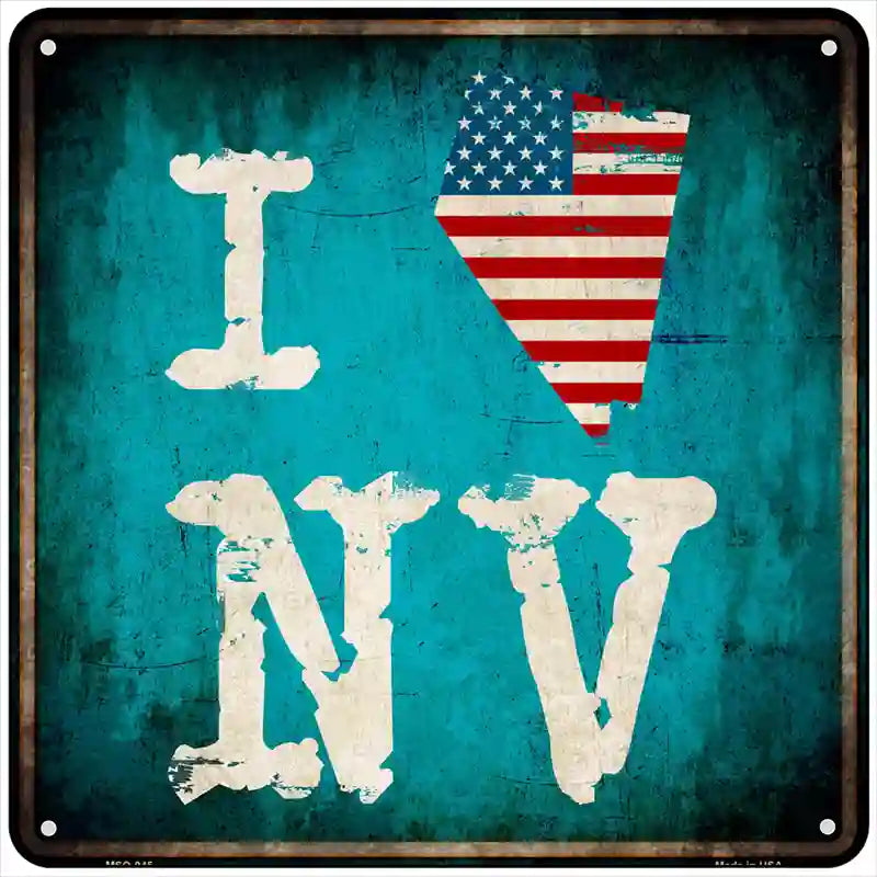 I Love Nevada Novelty Metal Square Sign 6" (MSQ)