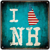 I Love New Hampshire Novelty Metal Square Sign 6" (MSQ)