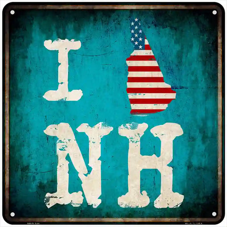 I Love New Hampshire Novelty Metal Square Sign 6" (MSQ)