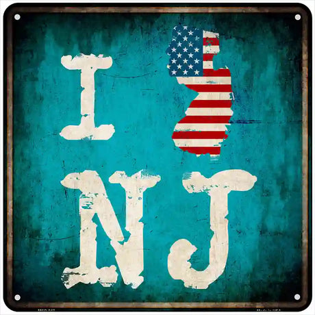 I Love New Jersey Novelty Metal Square Sign 6" (MSQ)