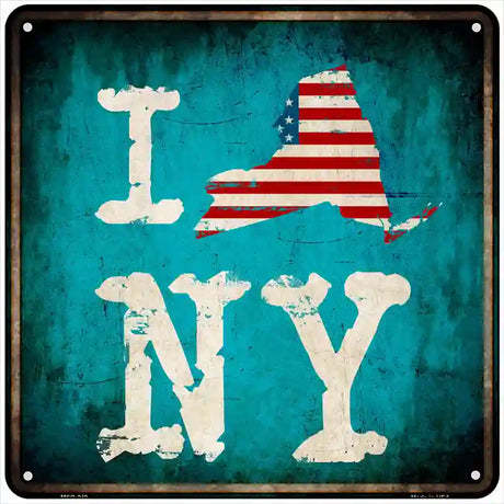 I Love New York Novelty Metal Square Sign 6" (MSQ)