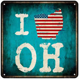 I Love Ohio Novelty Metal Square Sign 6" (MSQ)