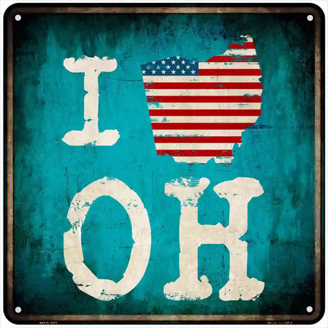 I Love Ohio Novelty Metal Square Sign 6" (MSQ)