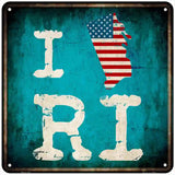 I Love Rhode Island Novelty Metal Square Sign 6" (MSQ)