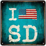 I Love South Dakota Novelty Metal Square Sign 6" (MSQ)