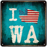 I Love Washington Novelty Metal Square Sign 6" (MSQ)