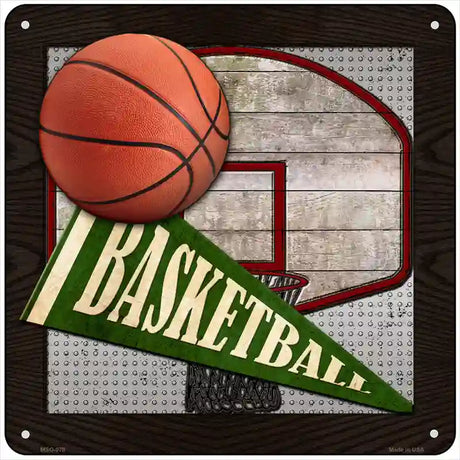 Basketball Novelty Metal Square Sign 6" (MSQ)