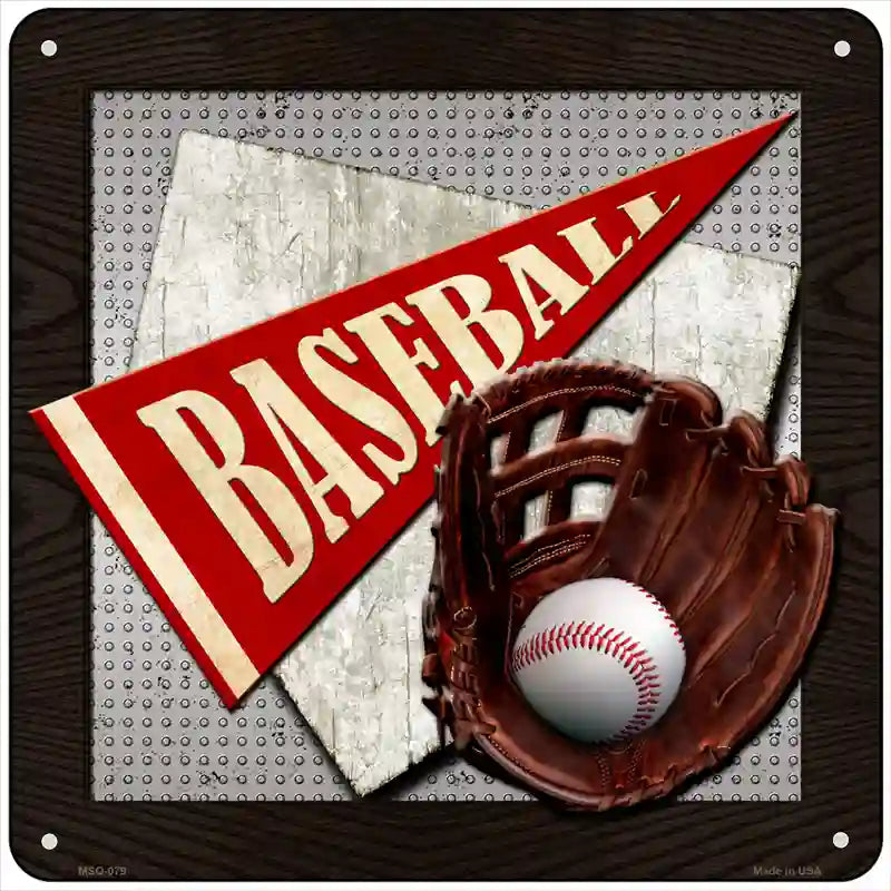 Baseball Novelty Metal Square Sign 6" (MSQ)