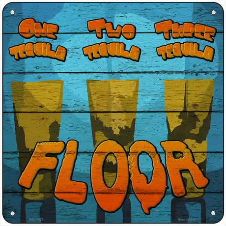 One Two Three Floor Novelty Metal Square Sign 6" (MSQ)