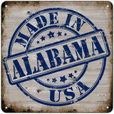 Alabama Stamp On Wood Novelty Metal Square Sign 6" (MSQ)