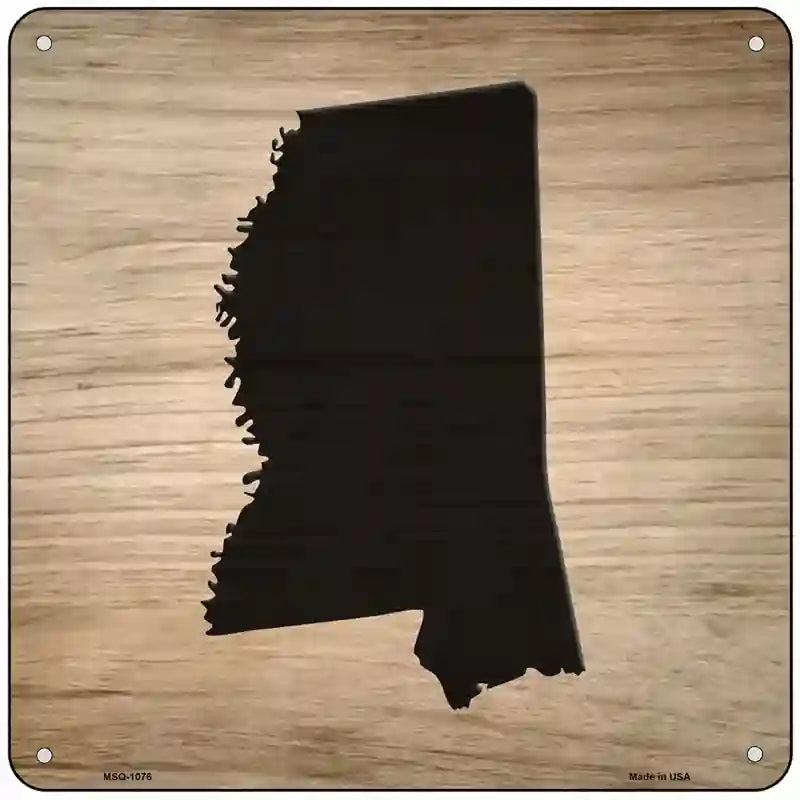 Mississippi Shape Letter Tile Novelty Metal Square Sign 6" (MSQ)