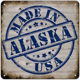 Alaska Stamp On Wood Novelty Metal Square Sign 6" (MSQ)