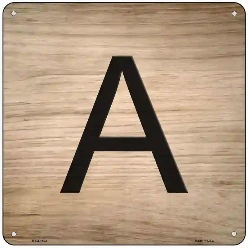 A Letter Tile Novelty Metal Square Sign 6" (MSQ)