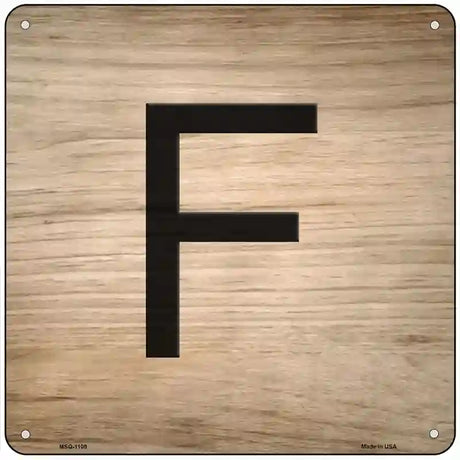 F Letter Tile Novelty Metal Square Sign 6" (MSQ)