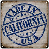 California Stamp On Wood Novelty Metal Square Sign 6" (MSQ)