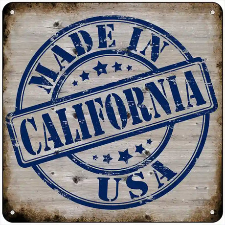 California Stamp On Wood Novelty Metal Square Sign 6" (MSQ)