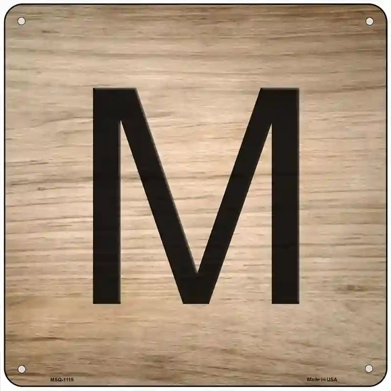 M Letter Tile Novelty Metal Square Sign 6" (MSQ)