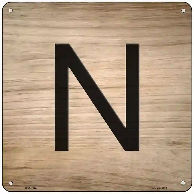 N Letter Tile Novelty Metal Square Sign 6" (MSQ)