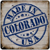 Colorado Stamp On Wood Novelty Metal Square Sign 6" (MSQ)