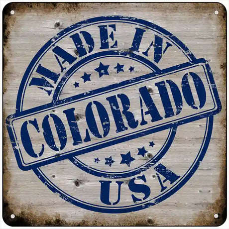 Colorado Stamp On Wood Novelty Metal Square Sign 6" (MSQ)