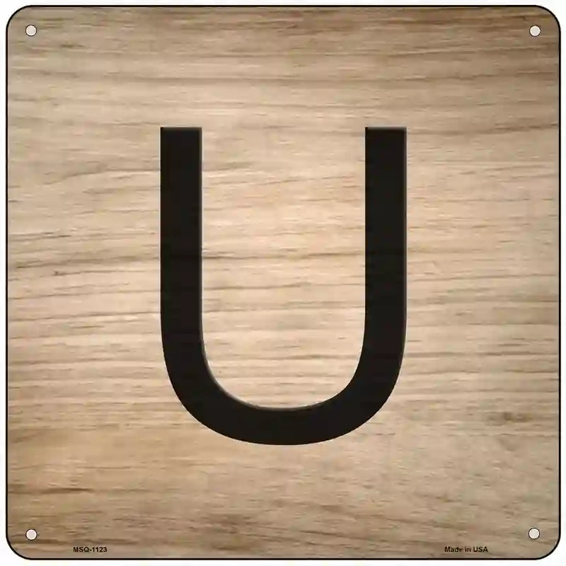 U Letter Tile Novelty Metal Square Sign 6" (MSQ)