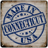 Connecticut Stamp On Wood Novelty Metal Square Sign 6" (MSQ)