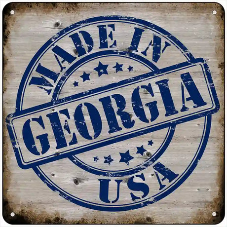 Georgia Stamp On Wood Novelty Metal Square Sign 6" (MSQ)