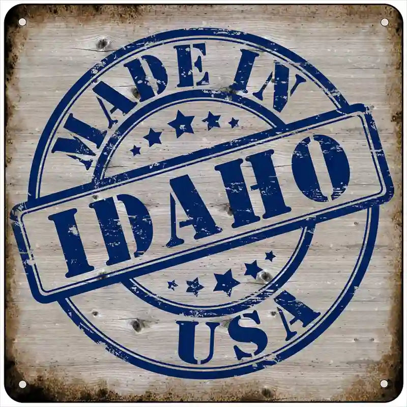 Idaho Stamp On Wood Novelty Metal Square Sign 6" (MSQ)