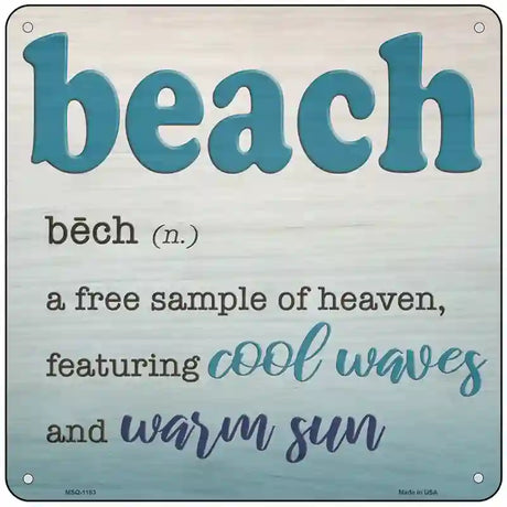 Beach Novelty Metal Square Sign 6" (MSQ)