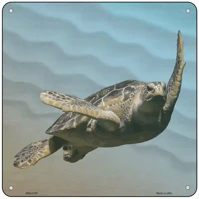 Seaturtle Picture Novelty Metal Square Sign 6" (MSQ)