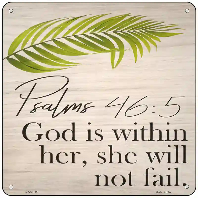 Psalms 46 5 Novelty Metal Square Sign 6" (MSQ)